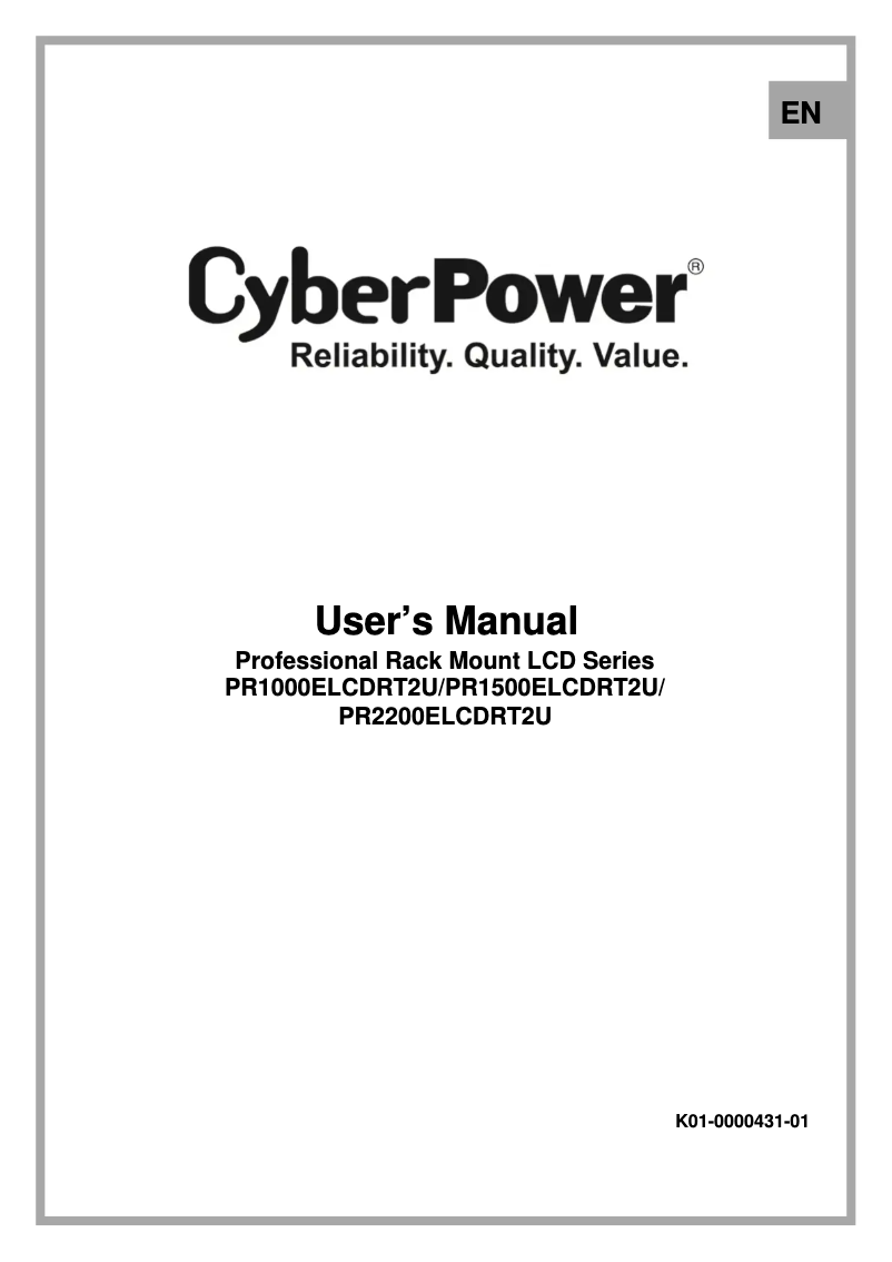 Page 1 de la notice Manuel utilisateur CyberPower PR2200ELCDRT2U