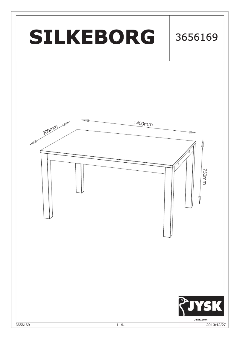 Página 1 del manual Manual de usuario JYSK Silkeborg (90x140x75)