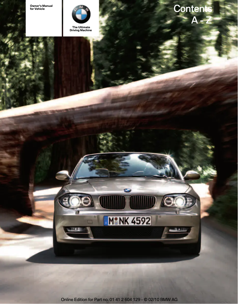 Page 1 de la notice Manuel utilisateur BMW 128i Convertible (2011)