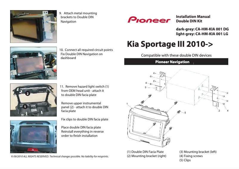 Page n°1 - Manuel utilisateur Pioneer CA-HM-KIA.001LG