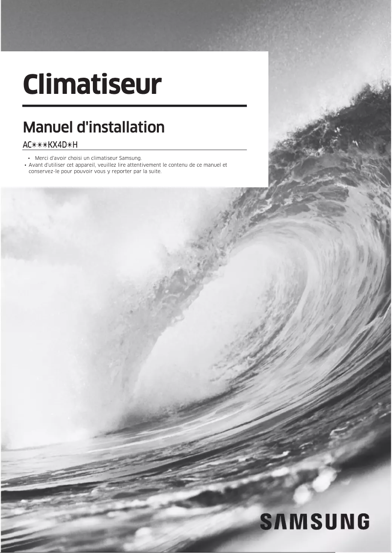 Page 1 de la notice Manuel utilisateur Samsung AC100KX4DNH