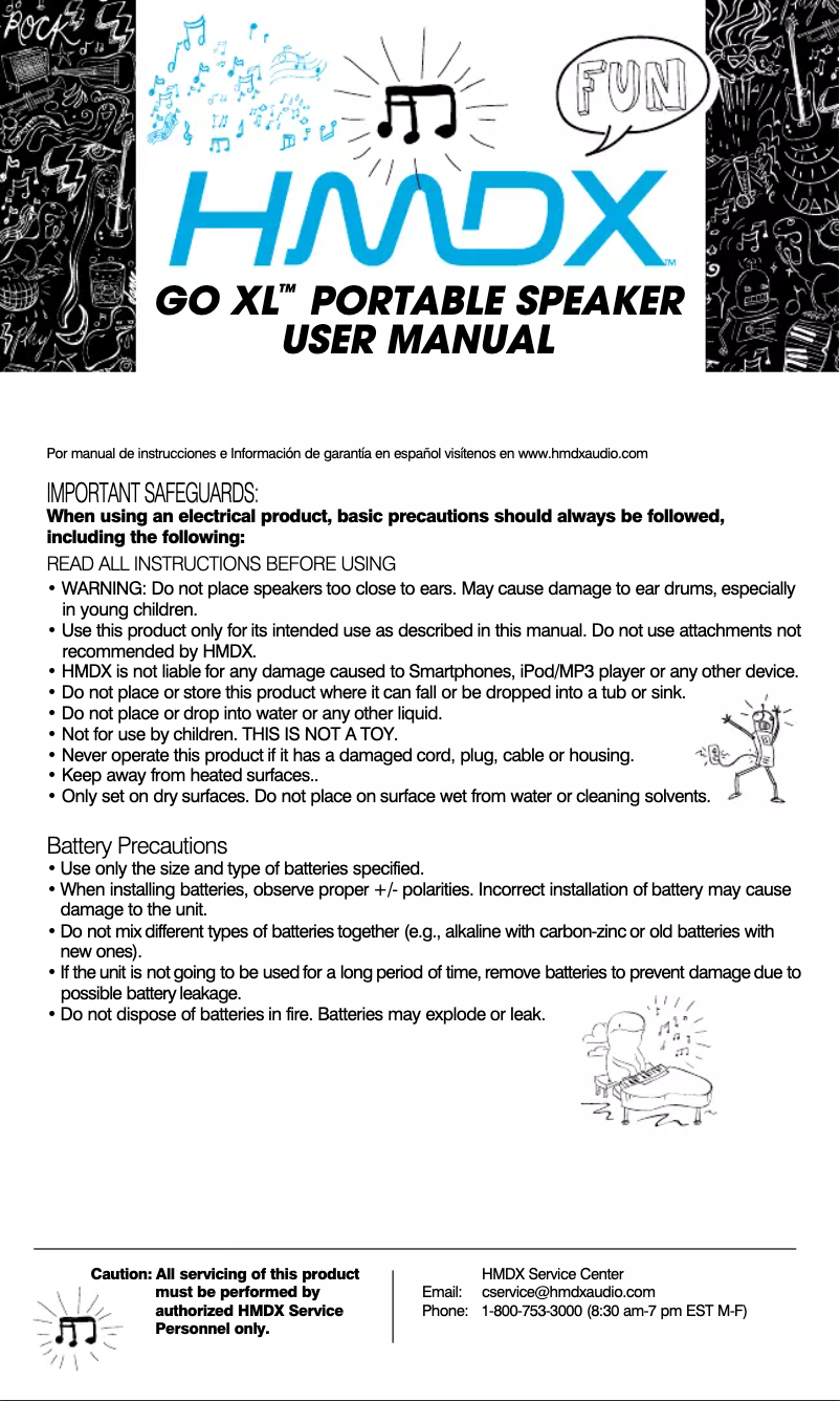 Page n°1 - Manuel utilisateur HMDX Go XL