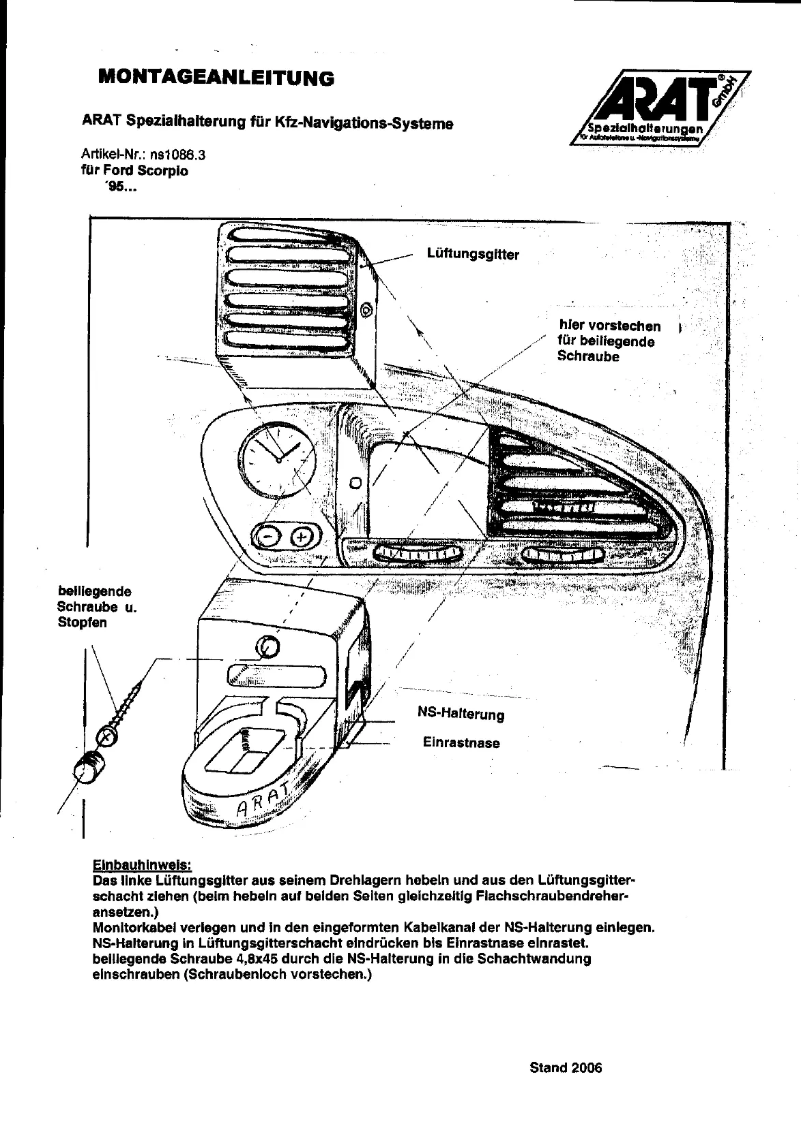 Page 1 de la notice Manuel utilisateur Arat NS1086.3