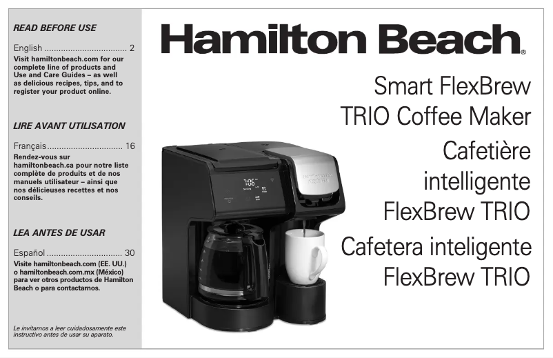 Page 1 de la notice Manuel d'utilisation et d'entretien Hamilton Beach 49911
