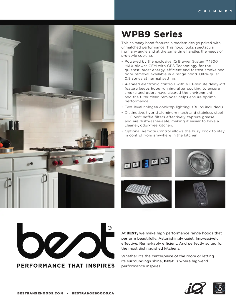 Página 1 del manual Ficha técnica Best Gorgona WPB9IQT48SB