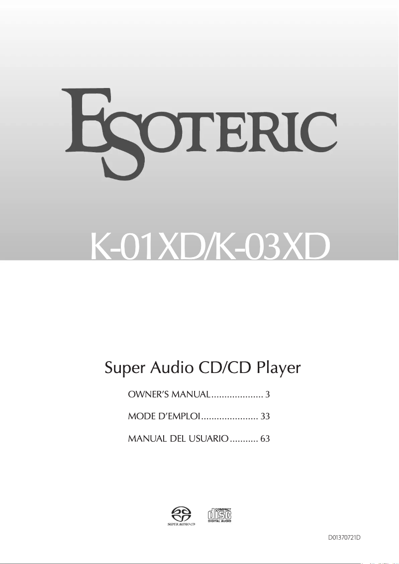 Page n°1 - Manuel utilisateur Esoteric K-01XD