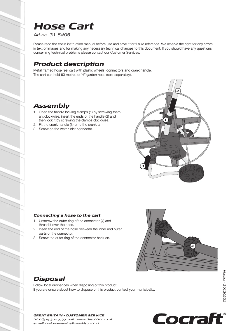 Page 1 de la notice Manuel utilisateur Cocraft 31-5408