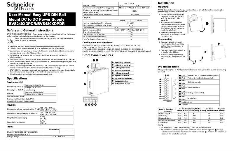 Página 1 del manual Manual de usuario APC BVS240XDPDR
