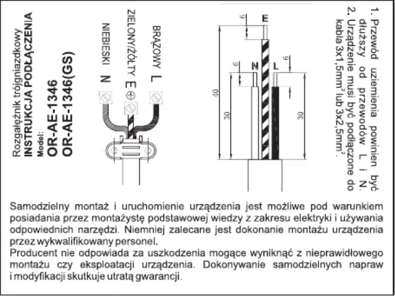 Image de la première page du manuel de l'appareil OR-AE-1346