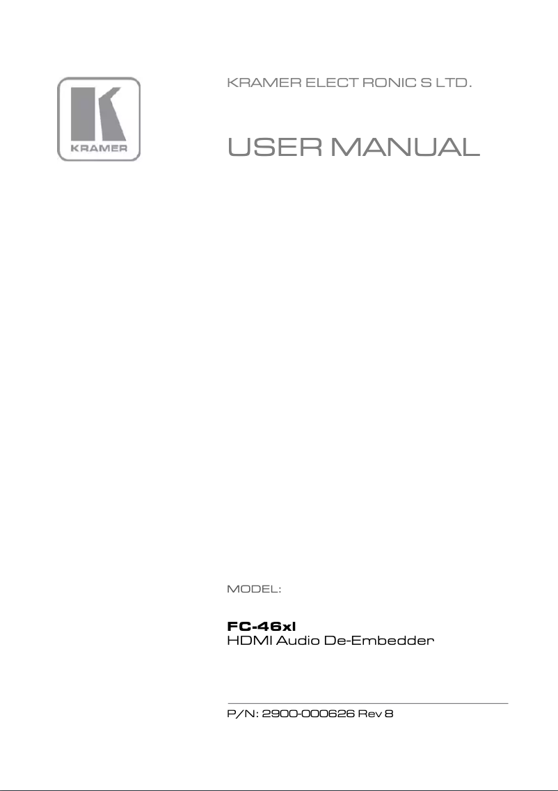 Página 1 del manual Manual de usuario Kramer FC-46XL