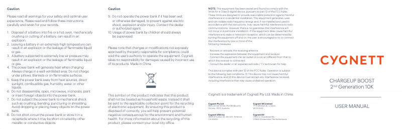 Page 1 de la notice Manuel utilisateur Cygnett ChargeUp Boost