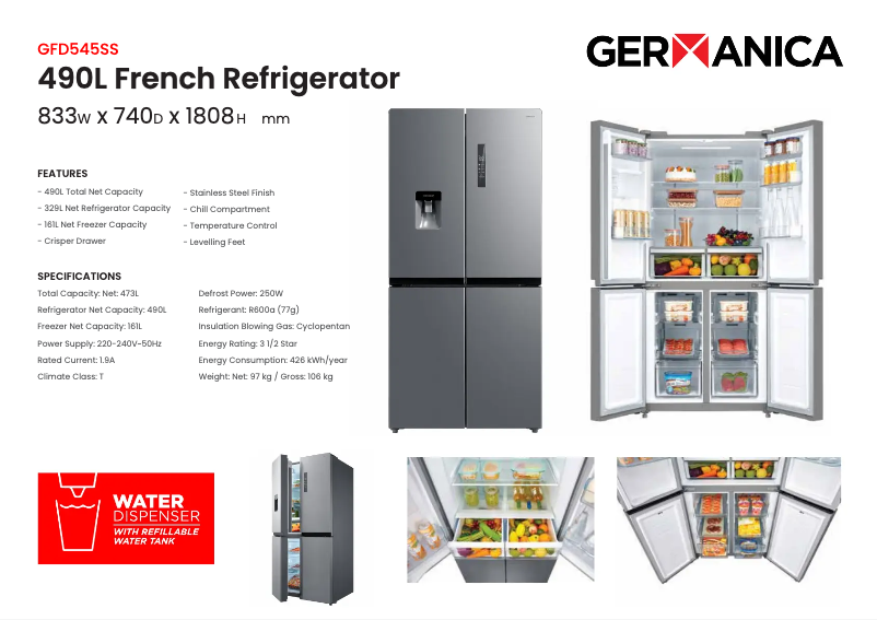 Página 1 del manual Ficha técnica Germanica GFD545SS