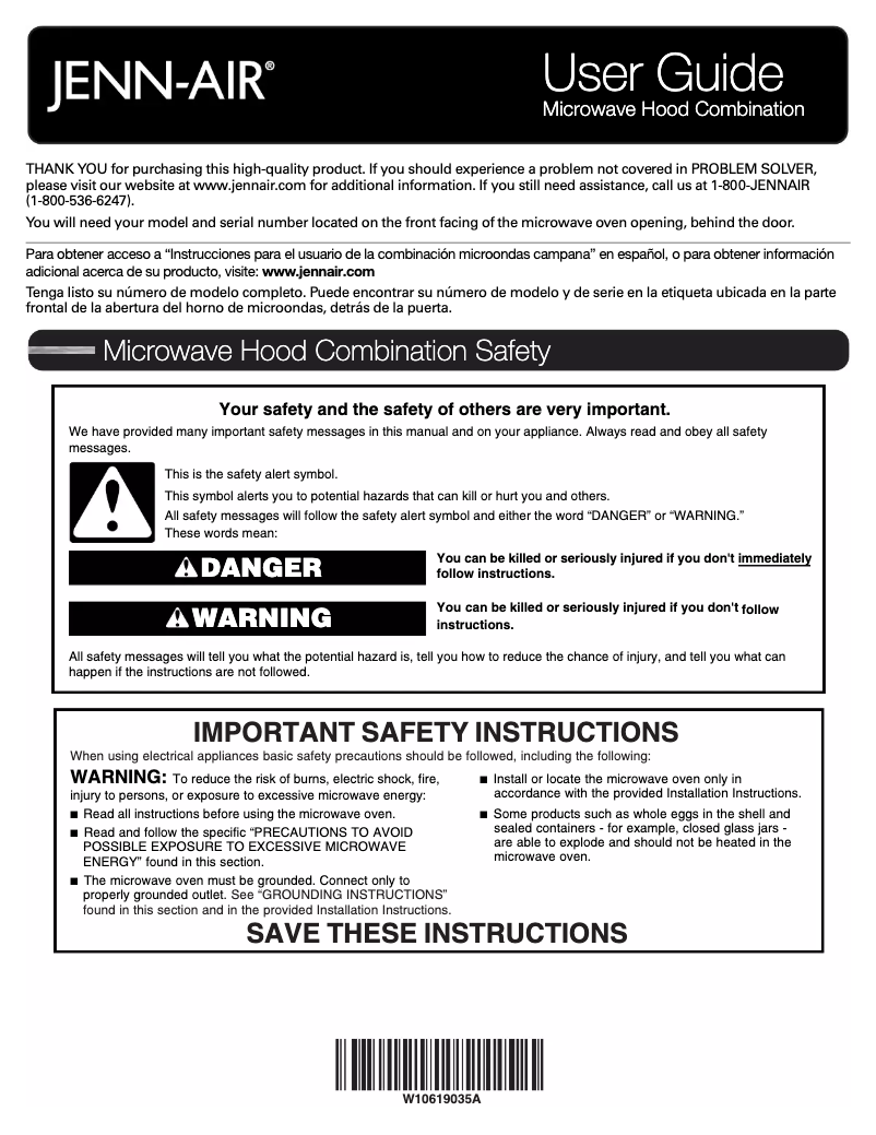 Page n°1 - Manuel utilisateur JennAir JMV8208CS