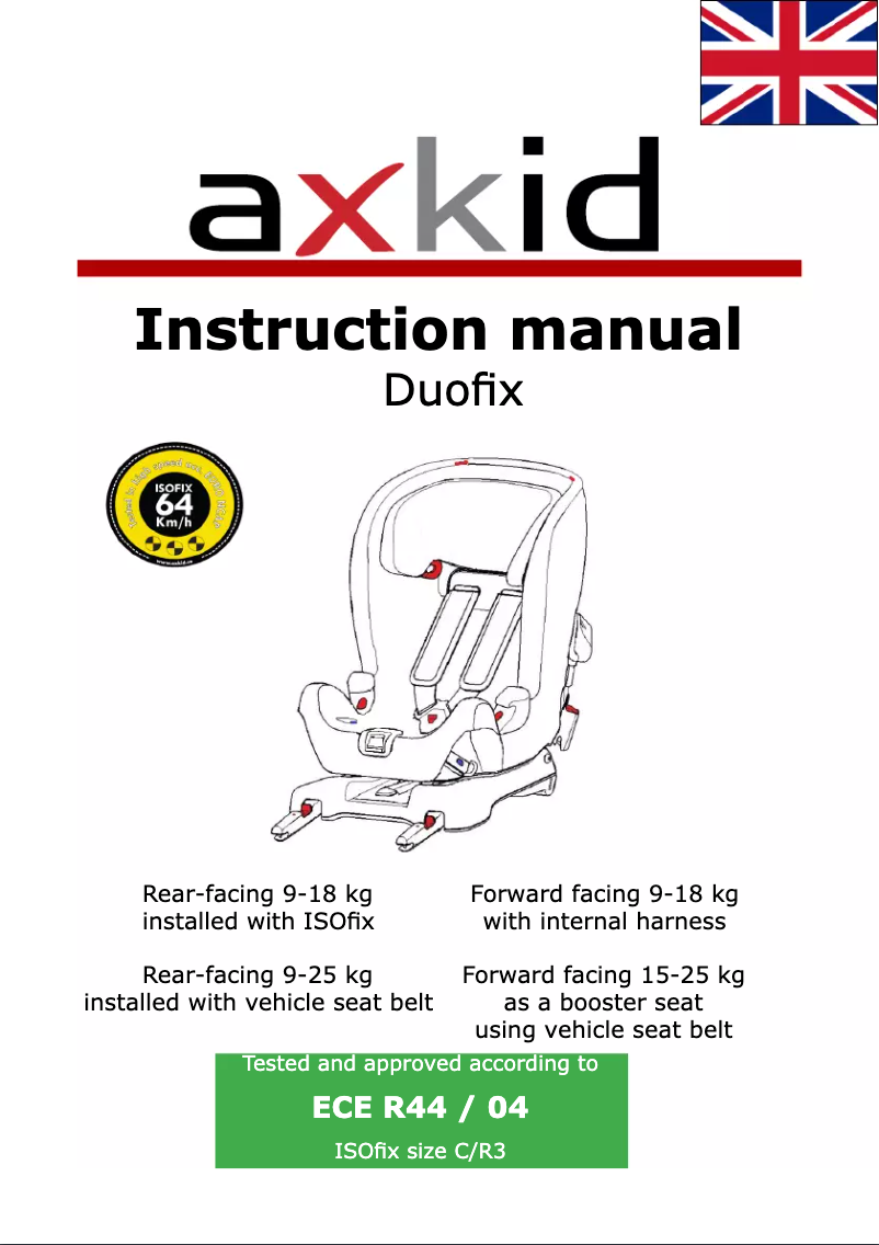 Page 1 de la notice Manuel utilisateur Axkid Duofix