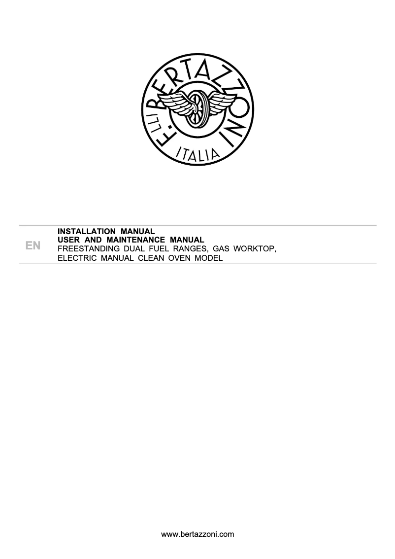 Page 1 de la notice Manuel utilisateur Bertazzoni PRO365DFMXV