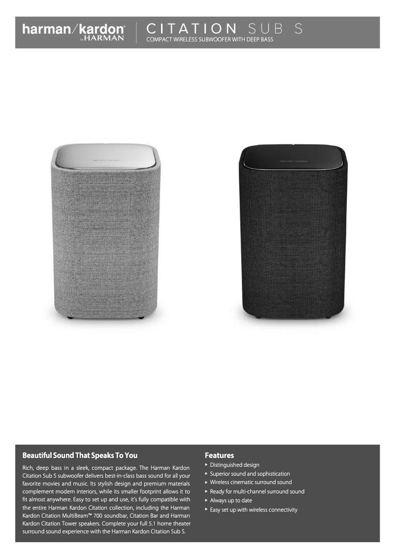 Page n°1 - Fiche technique Harman Kardon Citation Sub S