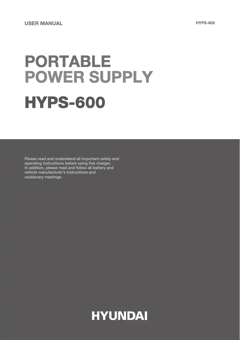 Image de la première page du manuel de l'appareil HYPS-600