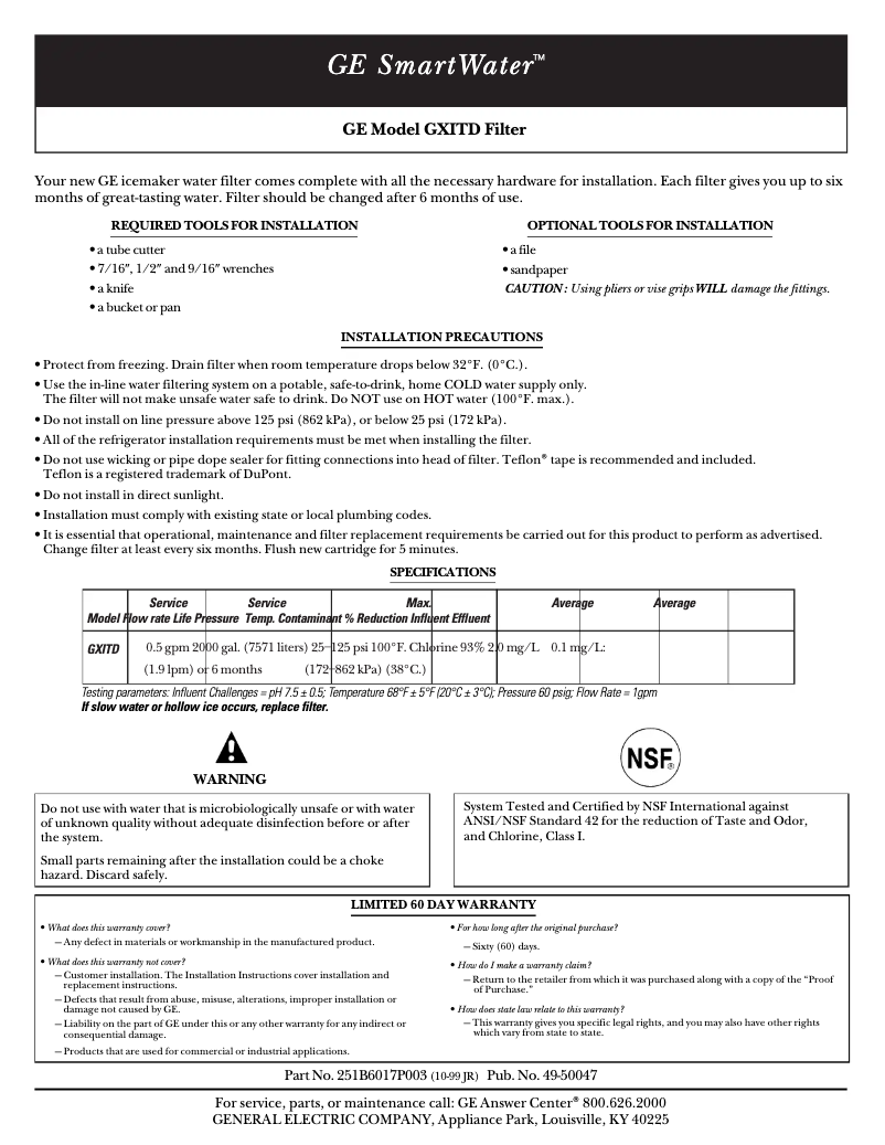 Página 1 del manual Manual de usuario GE GXITD