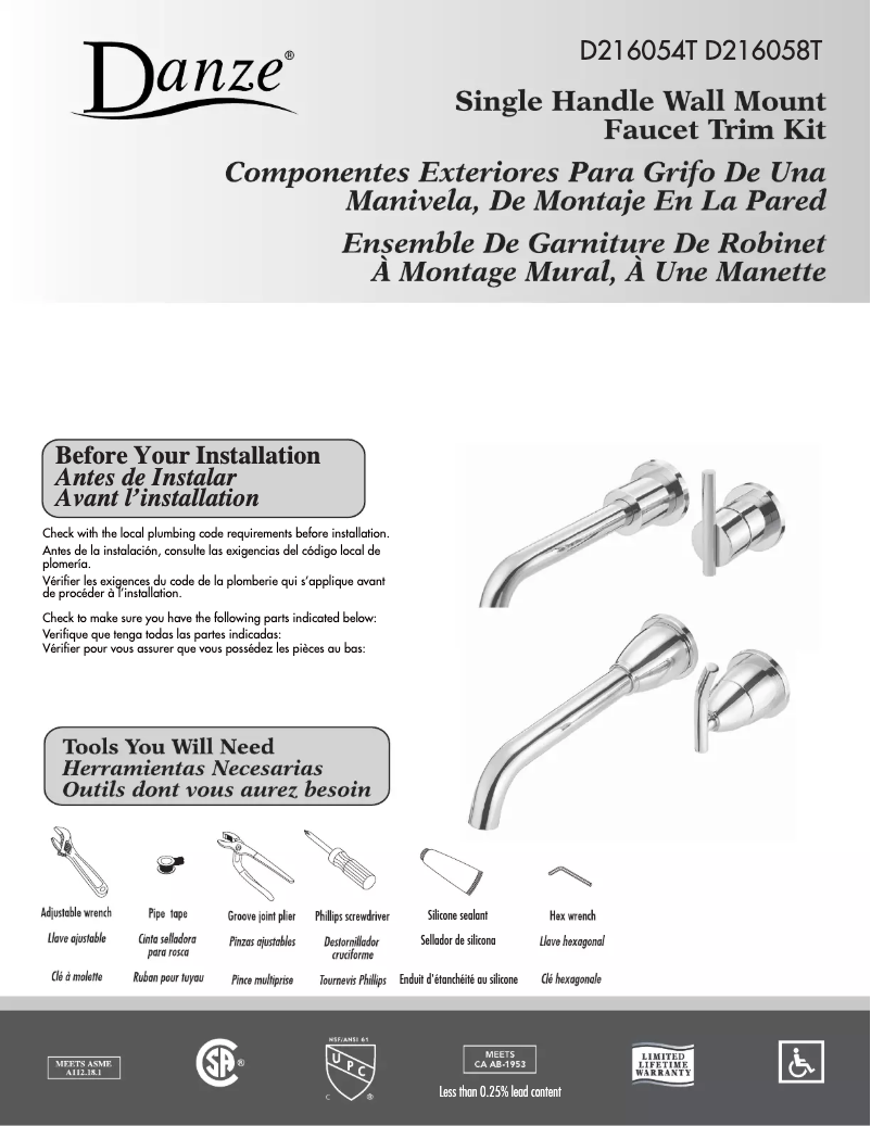 Página 1 del manual Manual de usuario Danze D216058