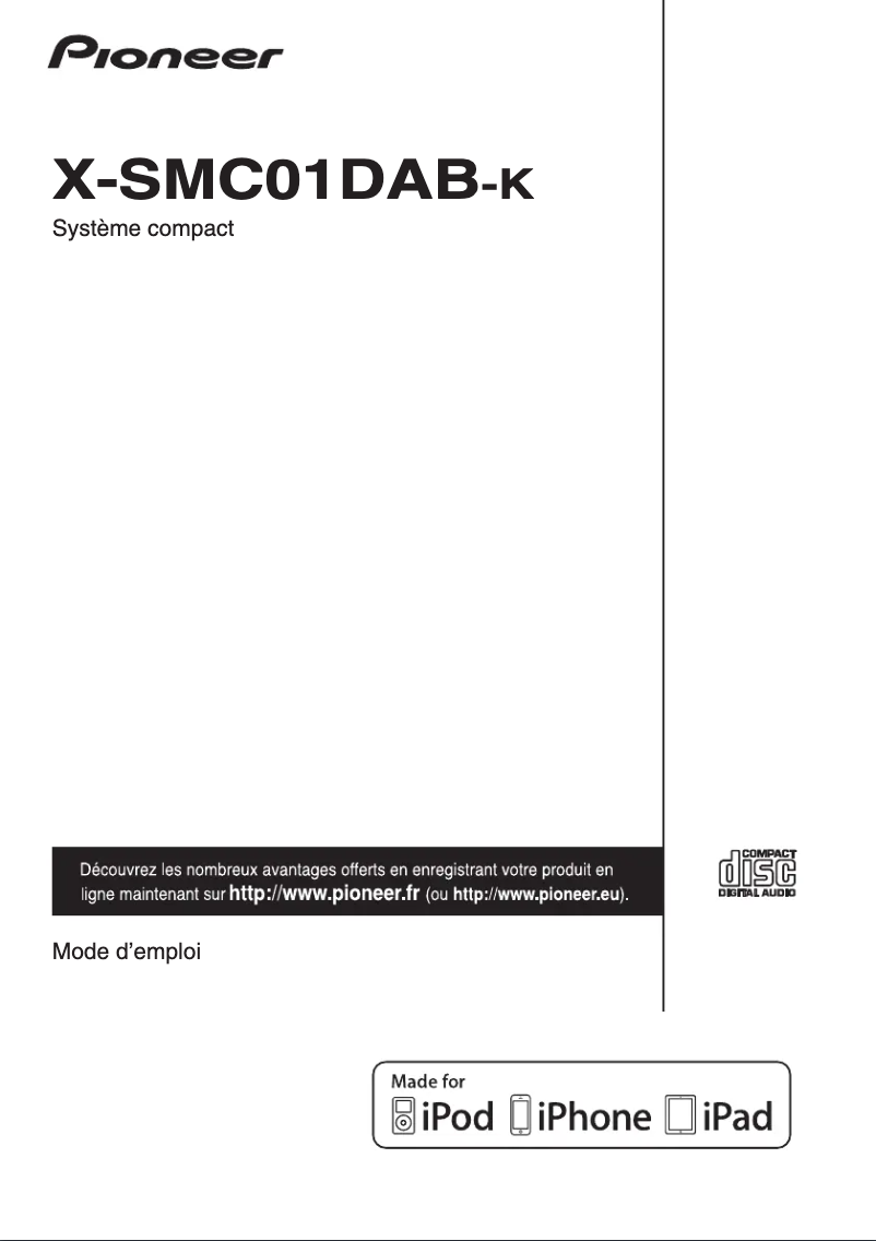 Page 1 de la notice Manuel utilisateur Pioneer X-SMC01DAB