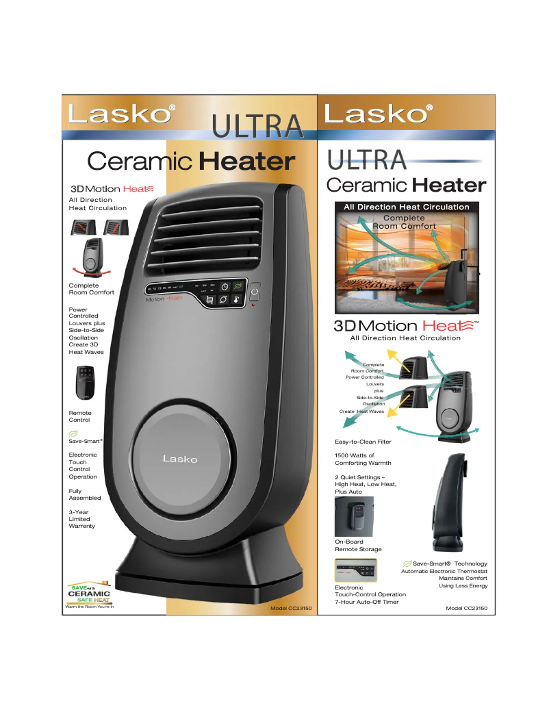 Page 1 de la notice Fiche technique Lasko CC23150