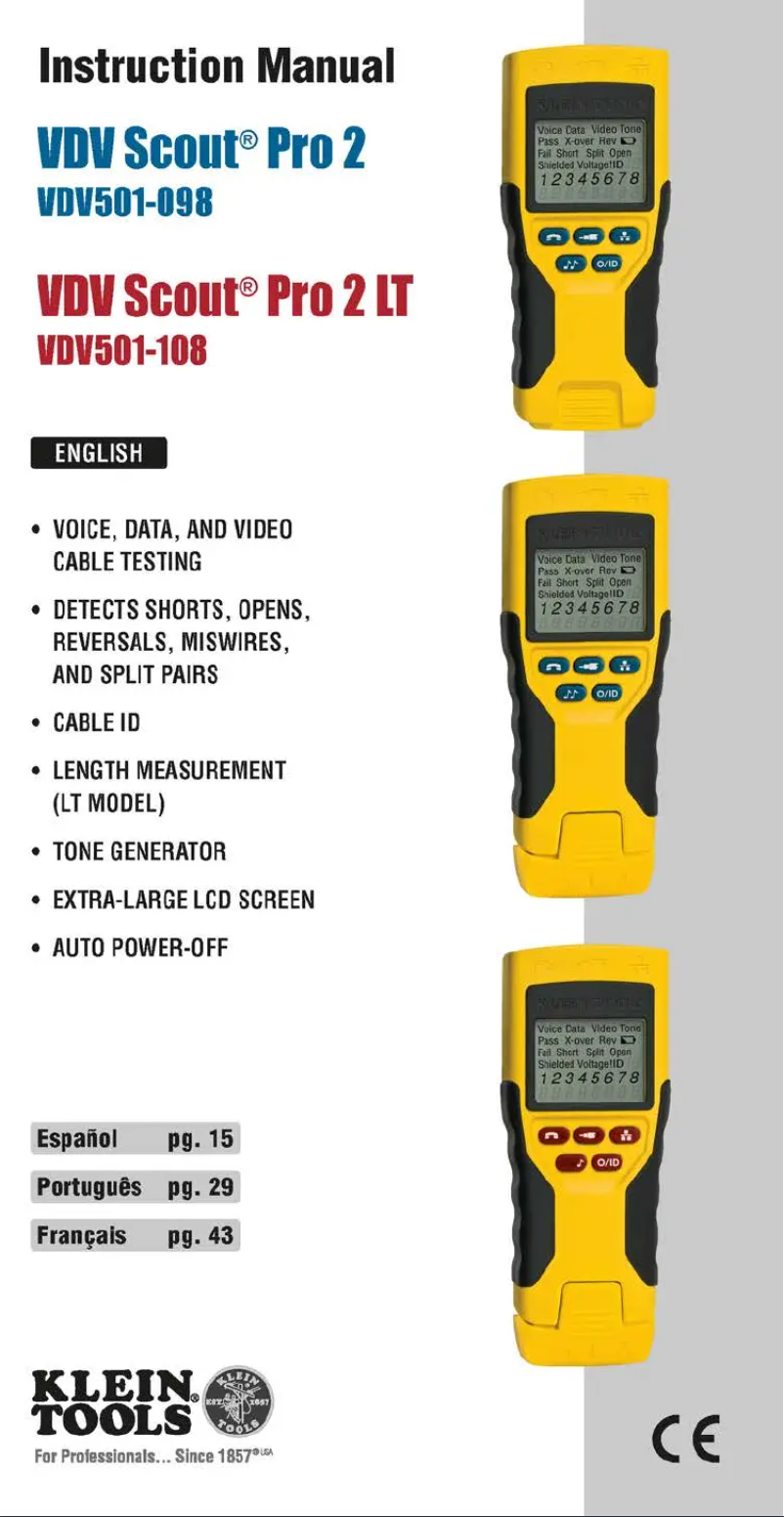 Image de la première page du manuel de l'appareil VDV Scout Pro VDV501-823