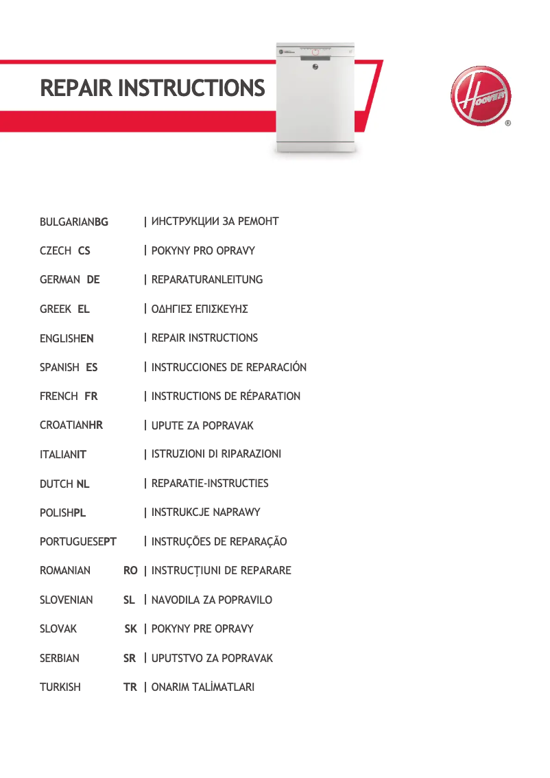 Page 1 de la notice Mode d'emploi Hoover H-DISH 500 HDSN 2D620PX/E