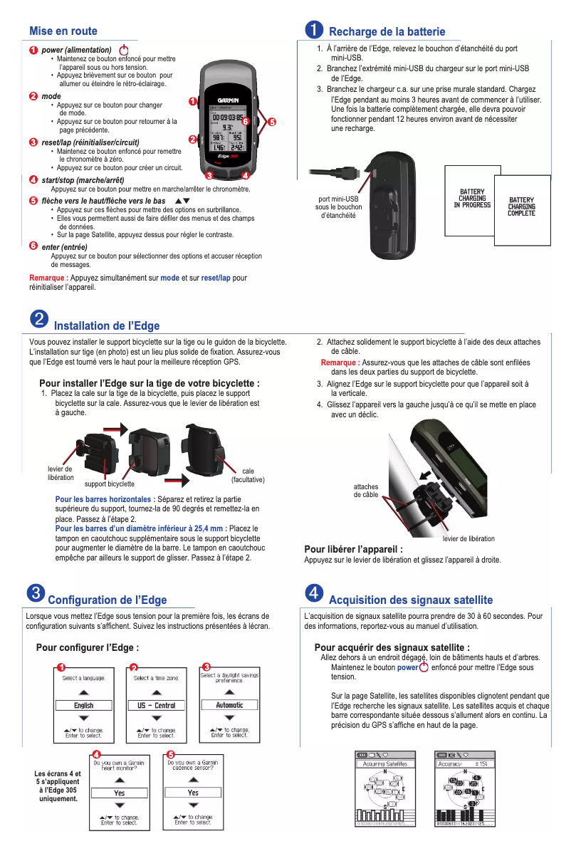 Page 1 de la notice Manuel utilisateur Garmin Edge 205