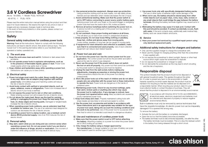 Image de la première page du manuel de l'appareil PLSL-167A