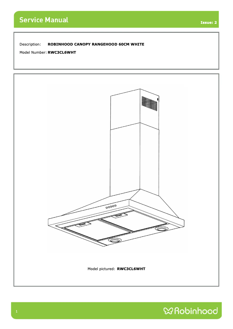 Page n°1 - Manuel utilisateur Robinhood RWC 600