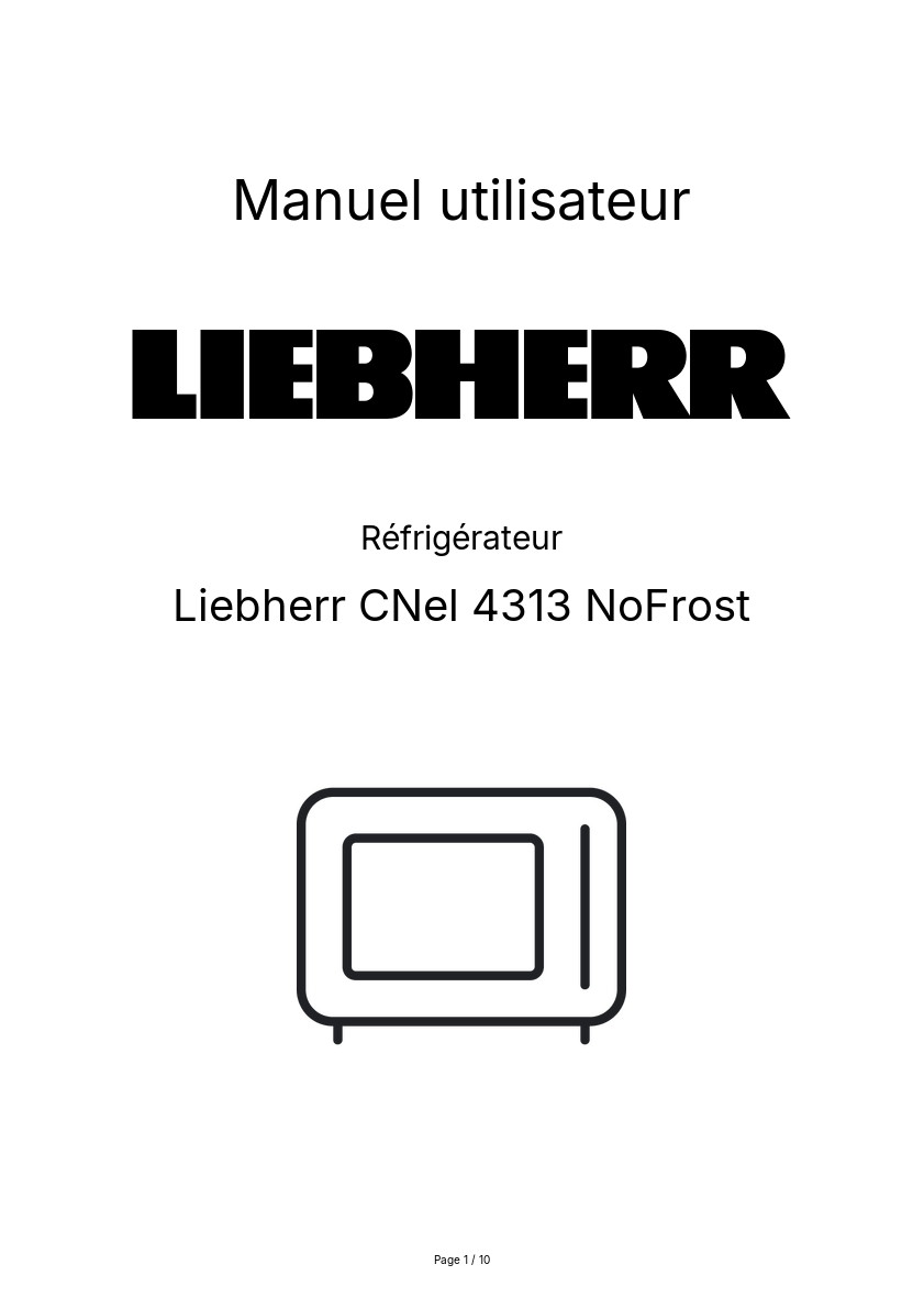 Page n°1 - Manuel utilisateur Liebherr CNel 4313 NoFrost