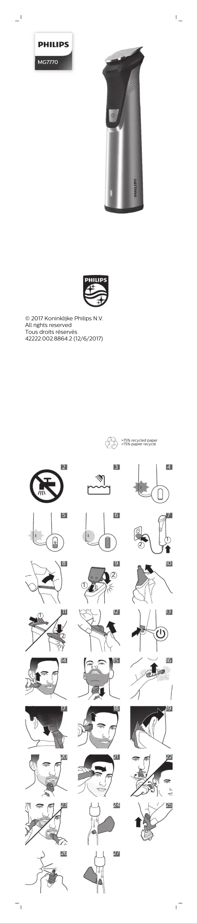 Page 1 de la notice Manuel utilisateur Philips MG7770
