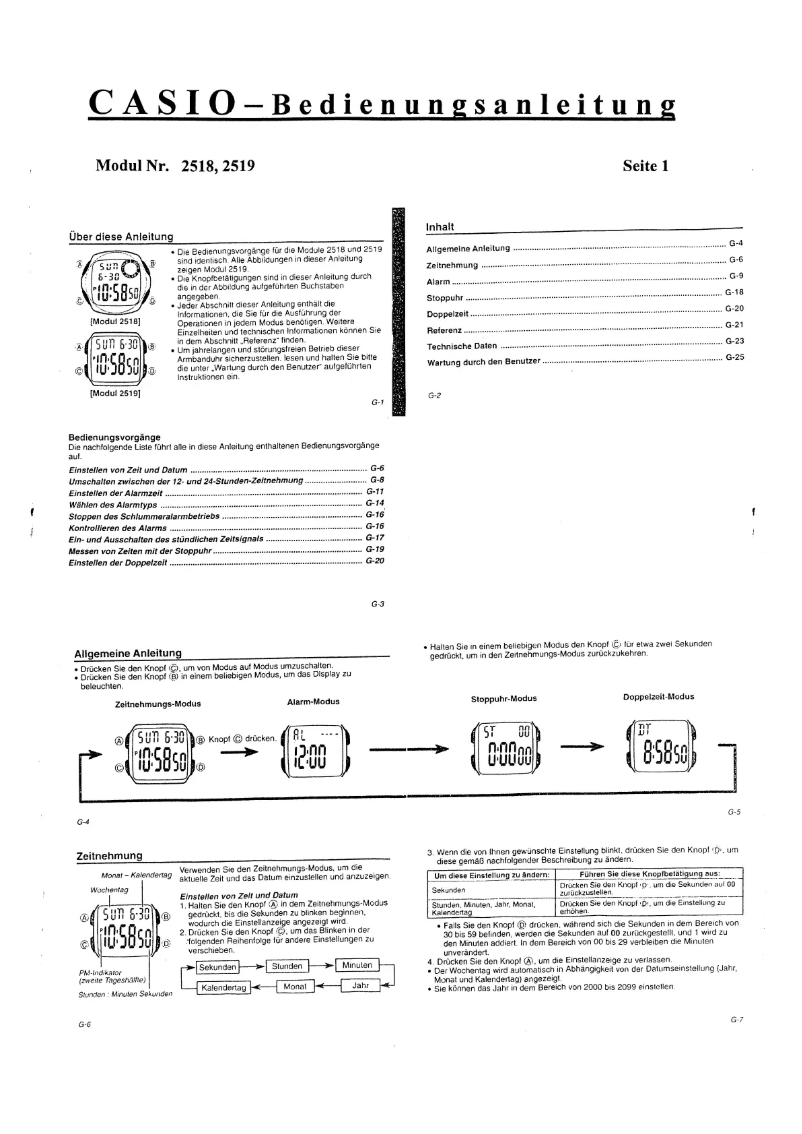 Page n°1 - Manuel utilisateur Casio 2518