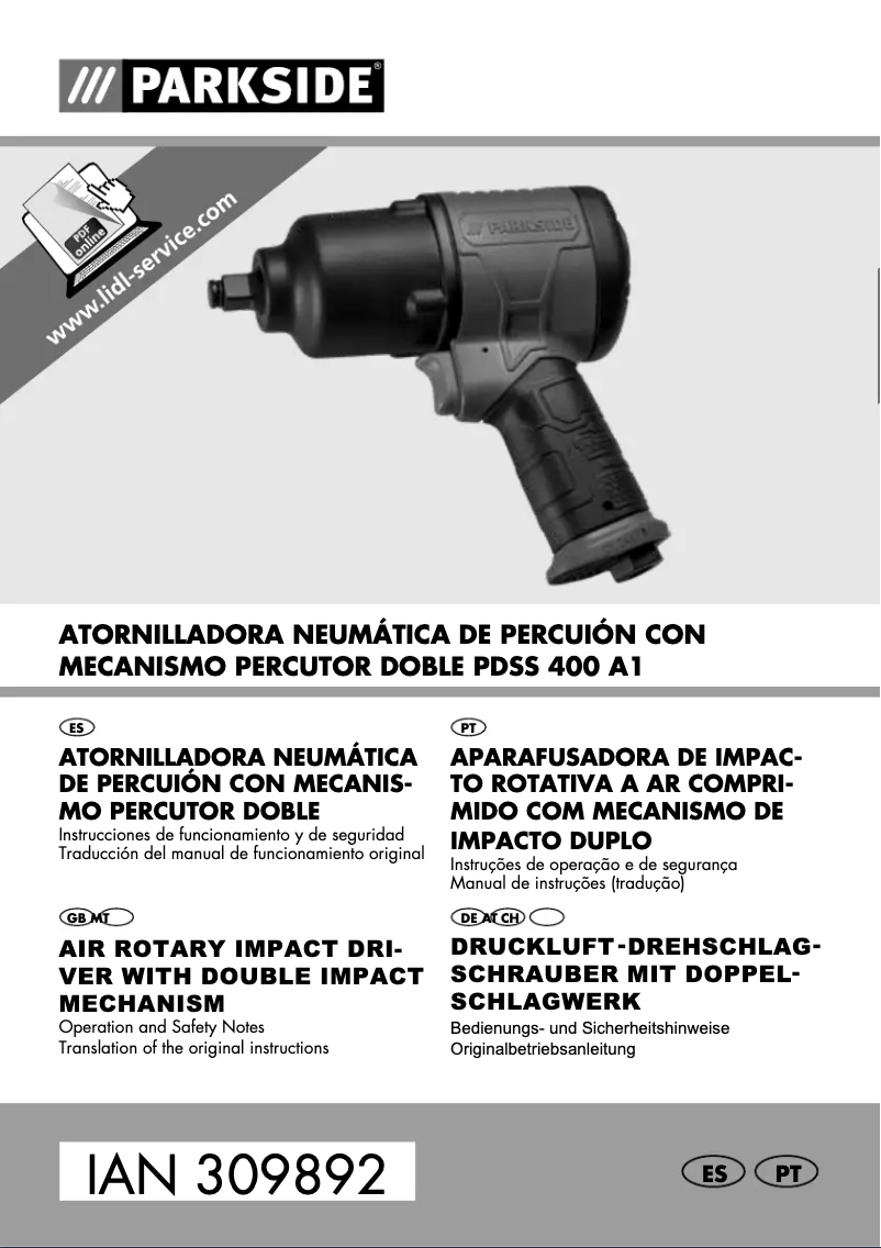 Page 1 de la notice Manuel utilisateur Parkside PDSS 400 A1