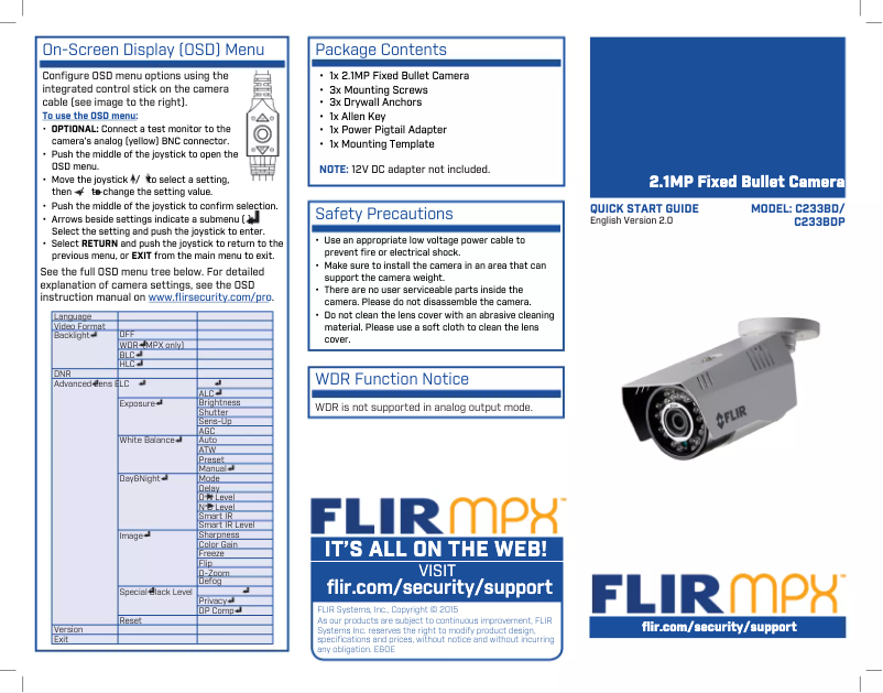 Page n°1 - Manuel utilisateur FLIR MPX C233BD