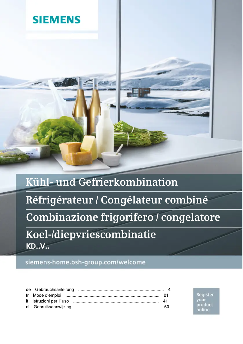 Page 1 de la notice Manuel utilisateur Siemens KD29VNW20