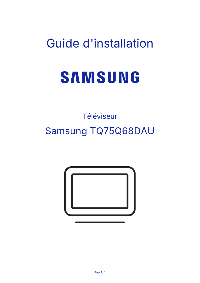 Page n°1 - Guide d'installation Samsung TQ75Q68DAU