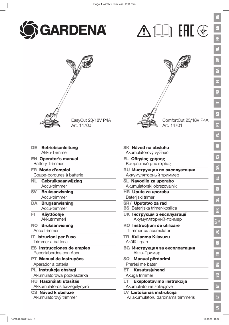 Página 1 del manual Manual de usuario Gardena EasyCut 23/18V P4A