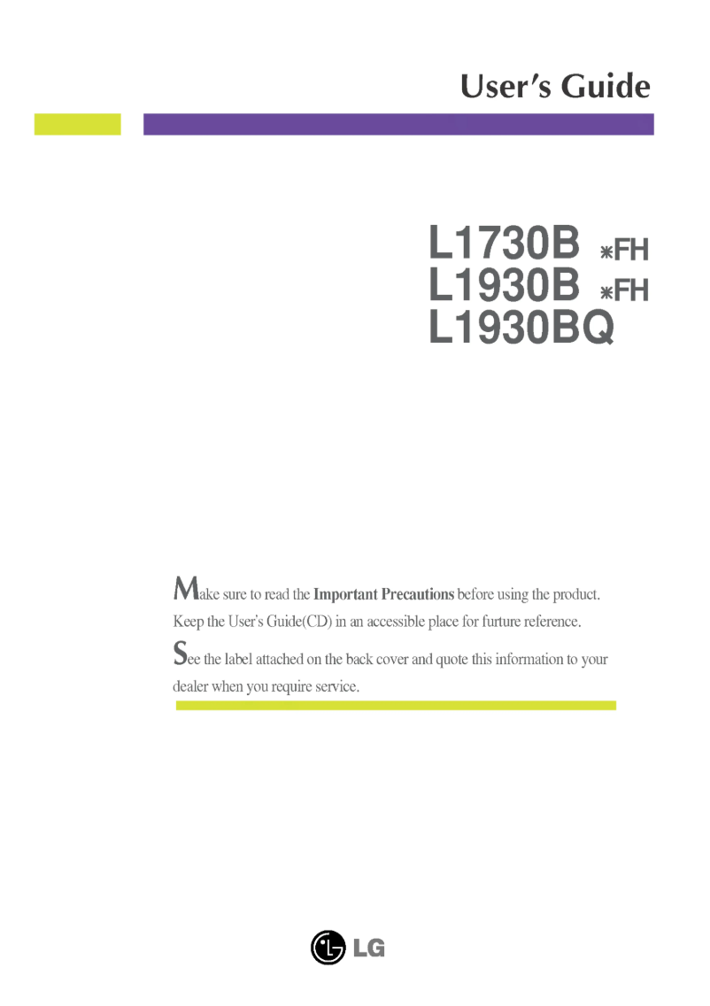 Page n°1 - Manuel utilisateur LG L1930BSFH