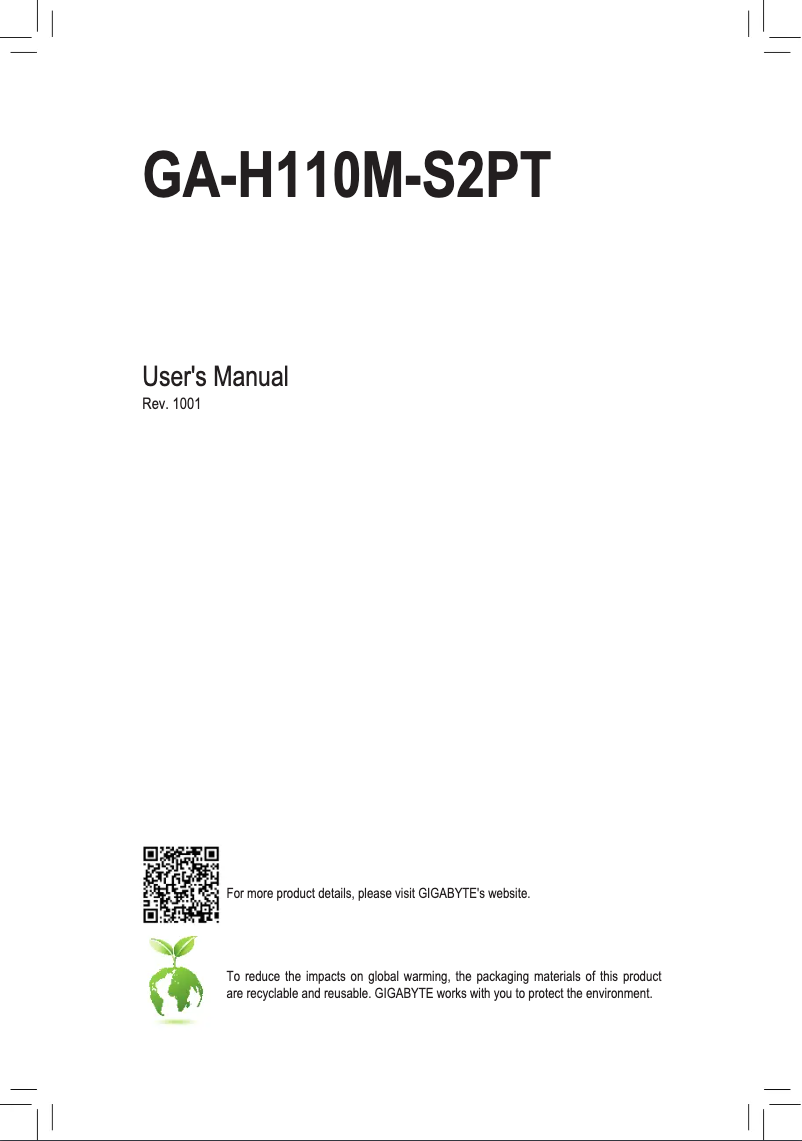 Page n°1 - Manuel utilisateur Gigabyte GA-H110M-S2PT