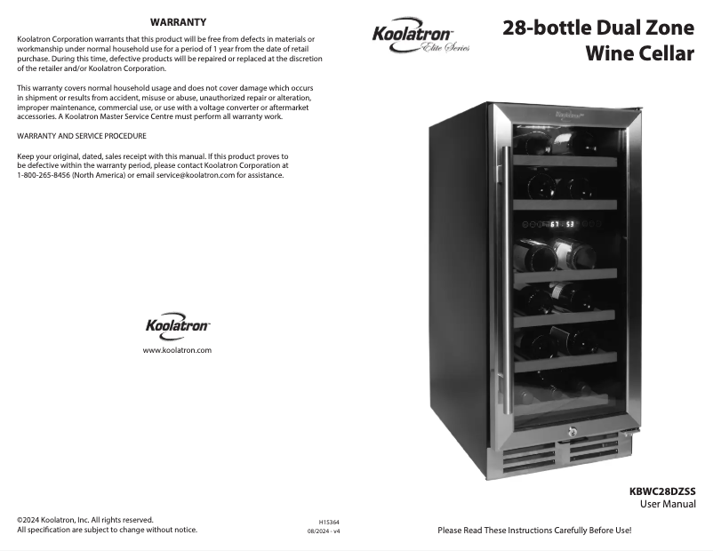 Page n°1 - Manuel utilisateur Koolatron KBWC28DZSS