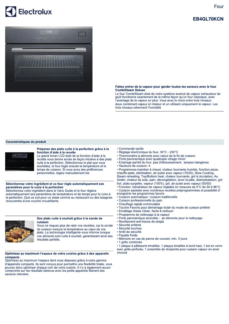 Page n°1 - Fiche technique Electrolux EB4GL70KCN