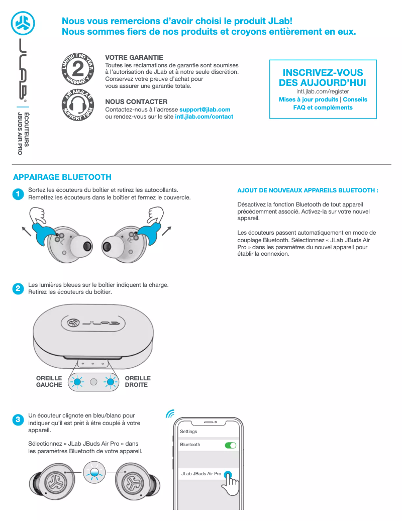 Página 1 del manual Manual de usuario JLab JBuds Air Pro