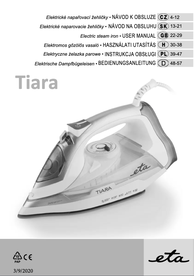 Image de la première page du manuel de l'appareil Tiara II 2269 90000