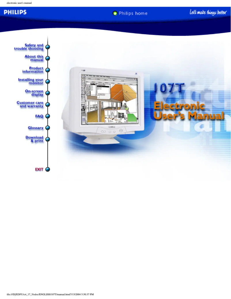 Page 1 de la notice Manuel utilisateur Philips 107T