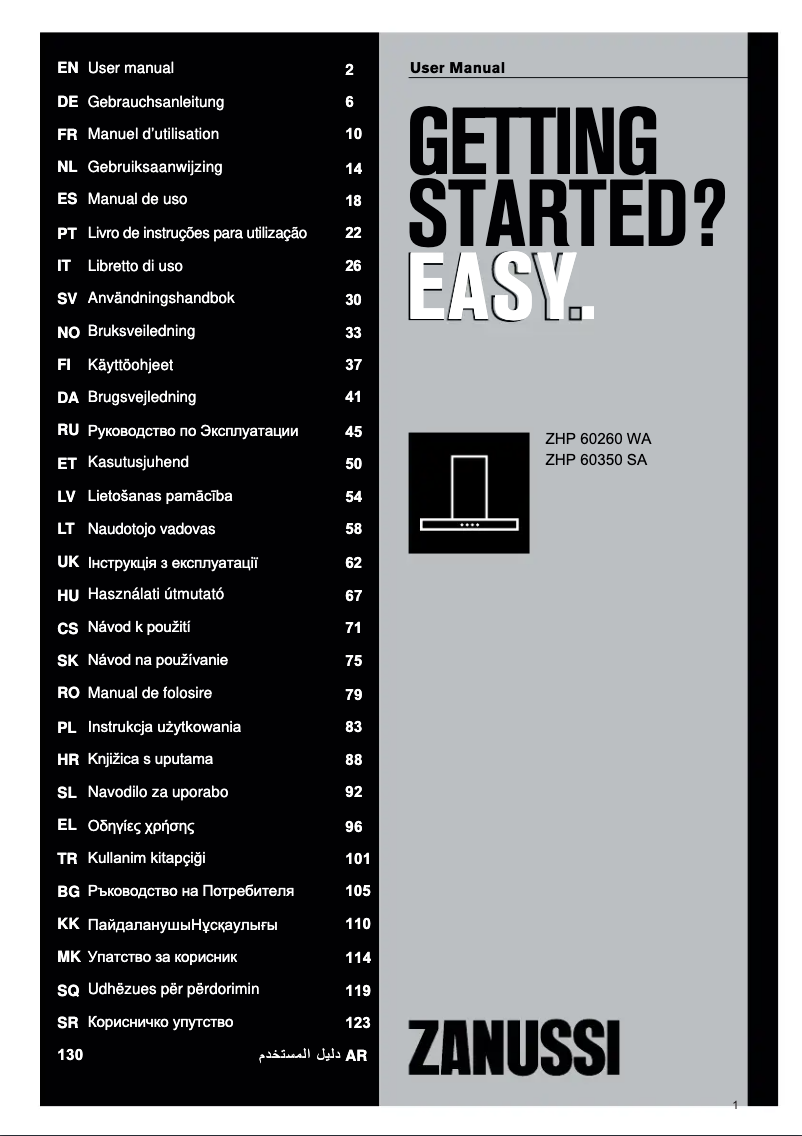 Página 1 del manual Manual de usuario Zanussi ZHP60260WA