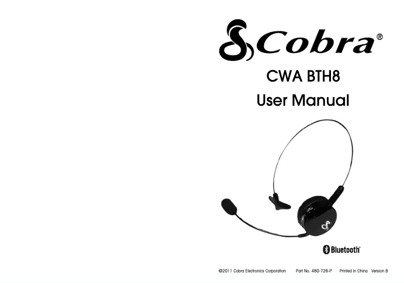 Page 1 de la notice Manuel utilisateur Cobra CWA BTH8