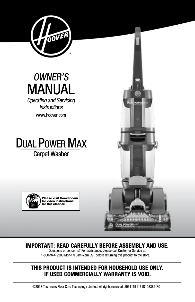 Page 1 de la notice Manuel utilisateur Hoover Dual PowerMax FH51000NC