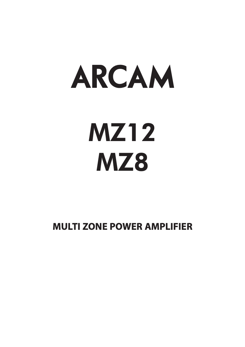 Page n°1 - Manuel utilisateur Arcam MZ12