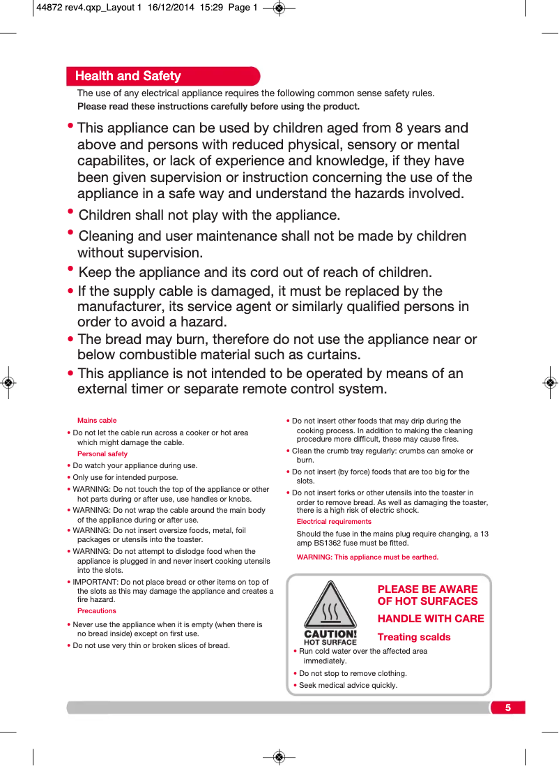 Page 1 de la notice Manuel utilisateur Morphy Richards Elipta 44873